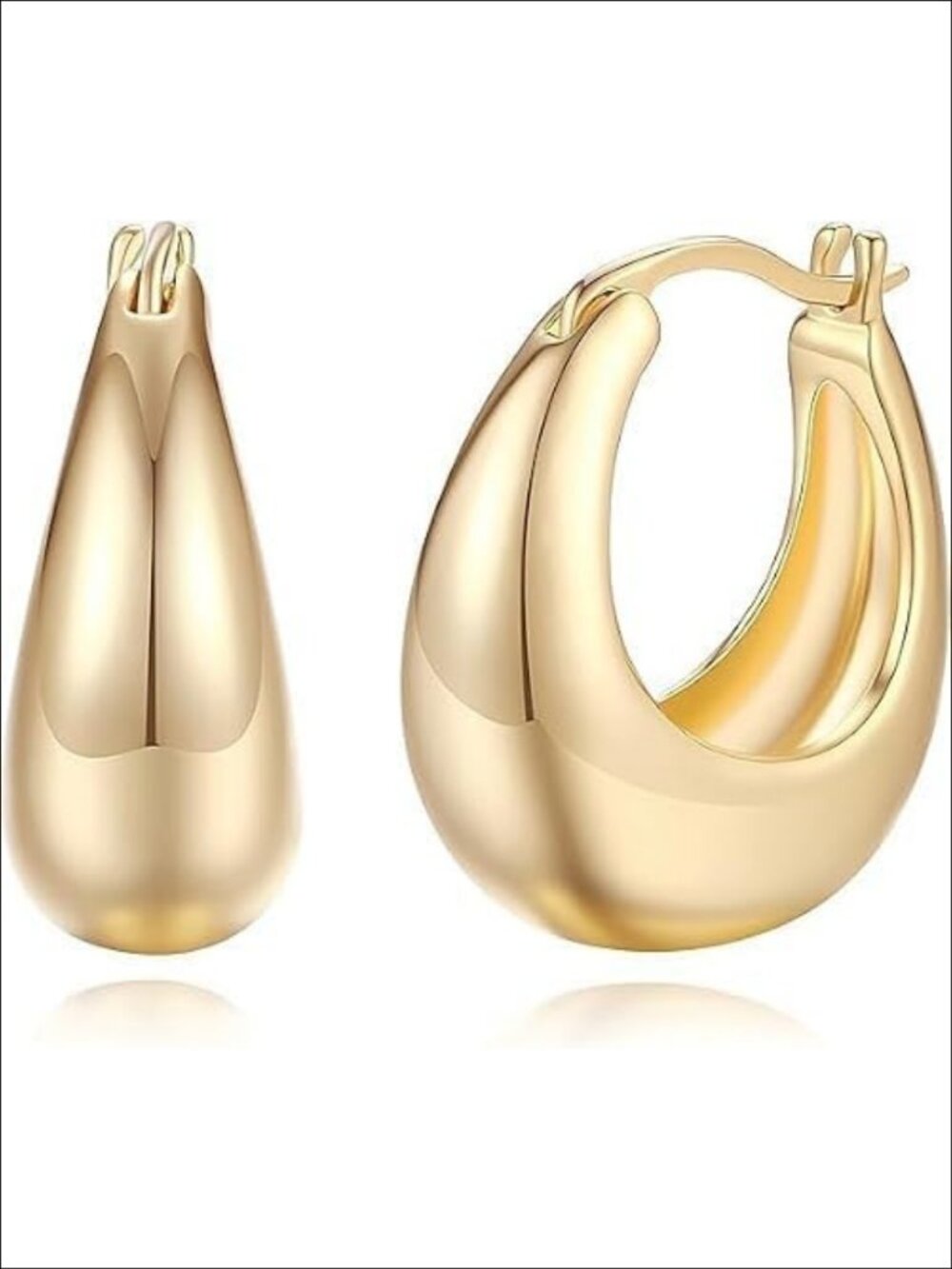 14K Gold Chunky Hoop Earrings Latch Back 22mm